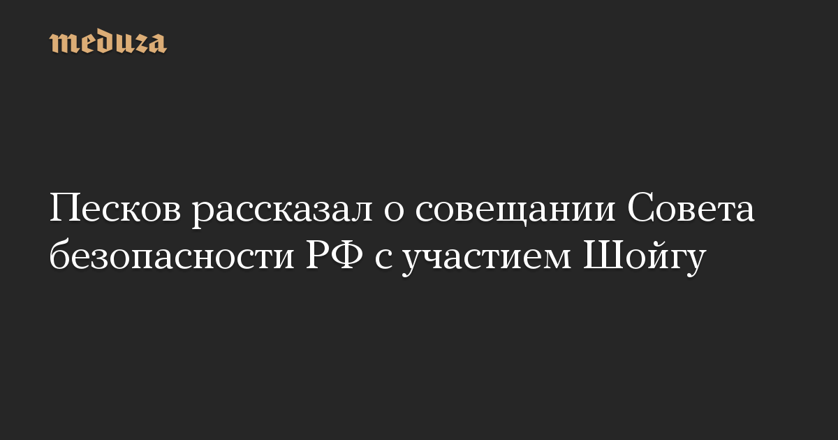 Песков рассказал о совещании Совета безопасности РФ с участием Шойгу